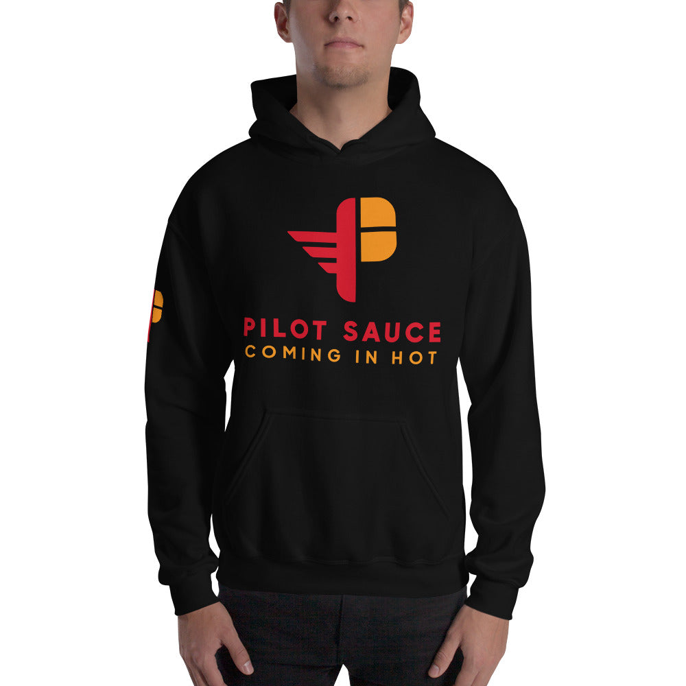 Pilot Sauce hoodie logo on sleeve