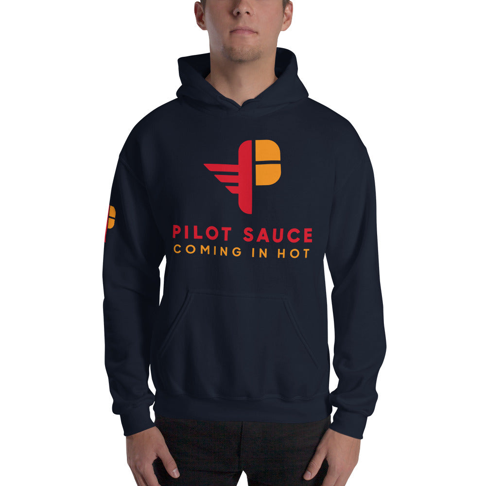 Pilot Sauce hoodie logo on sleeve