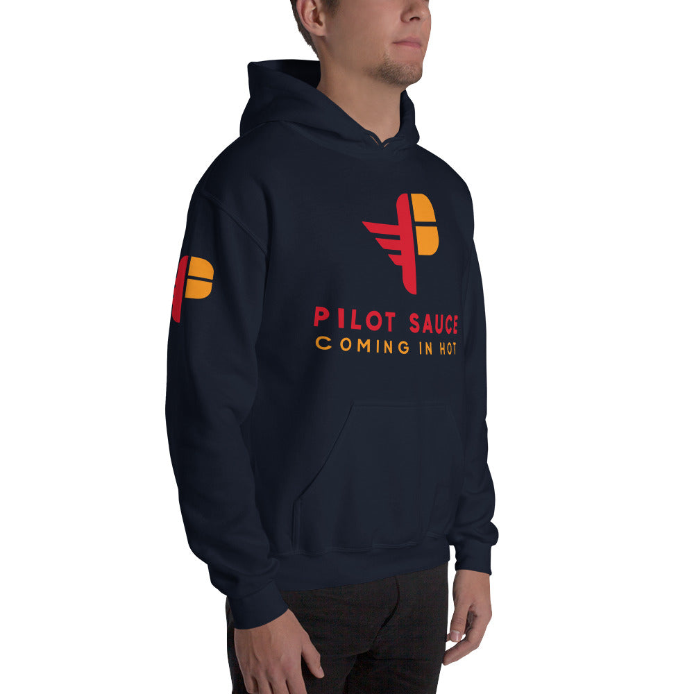 Pilot Sauce hoodie logo on sleeve