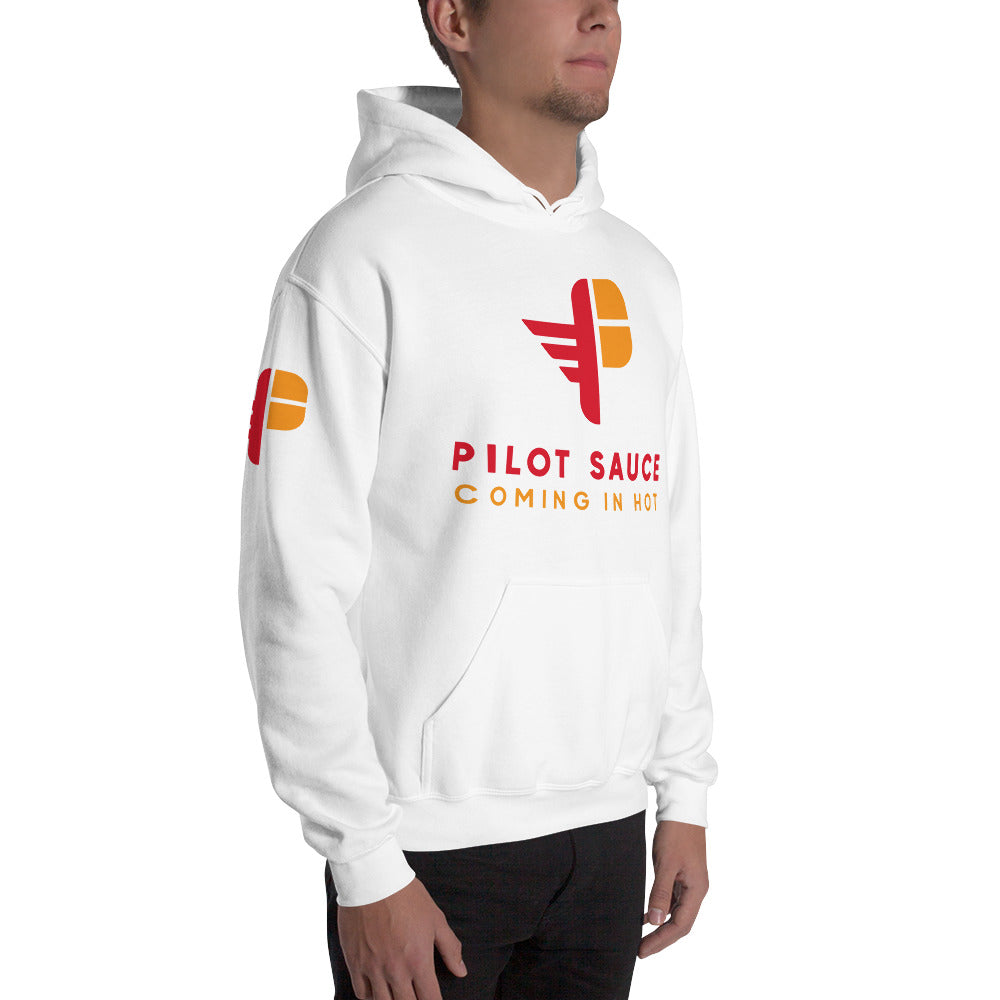 Pilot Sauce hoodie logo on sleeve